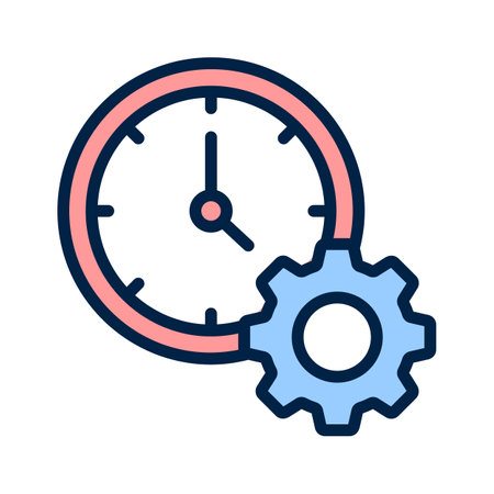 Gear and clock icon symbolizing effective time usageのイラスト素材