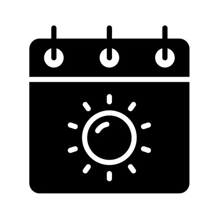 Calendar with a sun icon representing leisure time on weekendsのイラスト素材