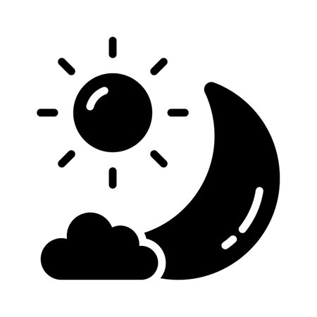 Icon showing the sun and moon for time of day transitionsのイラスト素材