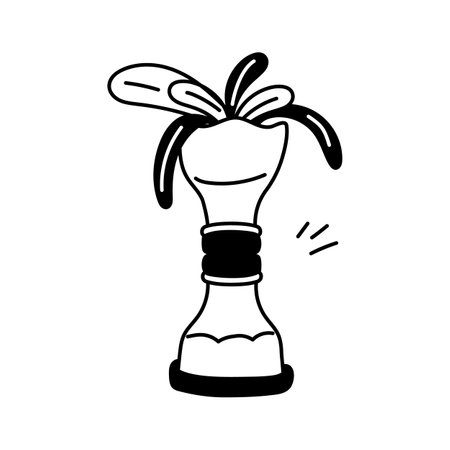 A simple, black and white, cartoon style illustration of a bottle planterのイラスト素材