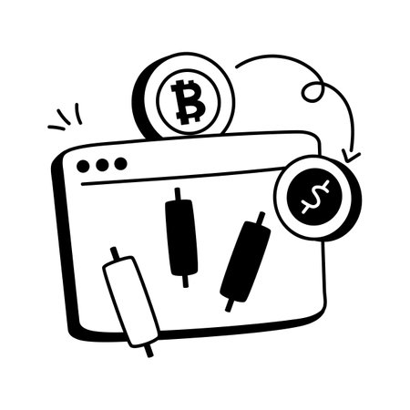 Bitcoin trading hand drawn icon in trendy styleのイラスト素材