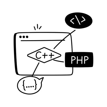 icon of popular programming languages such as PHP and C++のイラスト素材