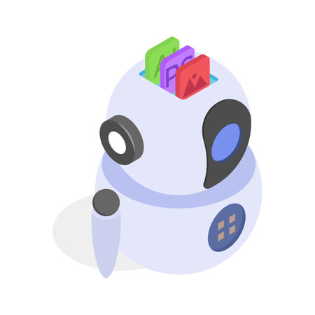 A cute robot with compartments, symbolizing AI and storage systems.のイラスト素材