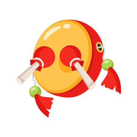 Icon of drum with sticks representing music and joy during celebrationsのイラスト素材
