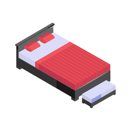 A cozy bed with built in storage drawers, perfect for small spaces.のイラスト素材