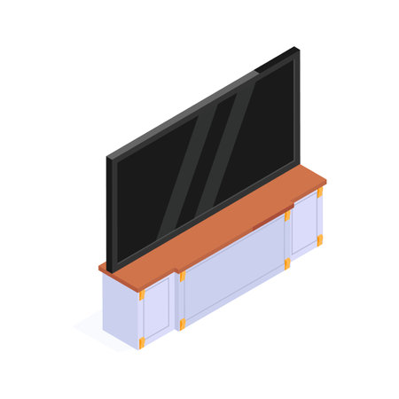 A modern TV unit with shelves for storage and decoration.のイラスト素材