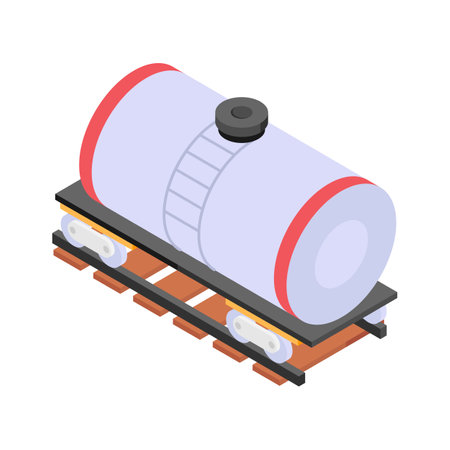 Isometric oil tanker train for liquid cargo and fuel transport.のイラスト素材