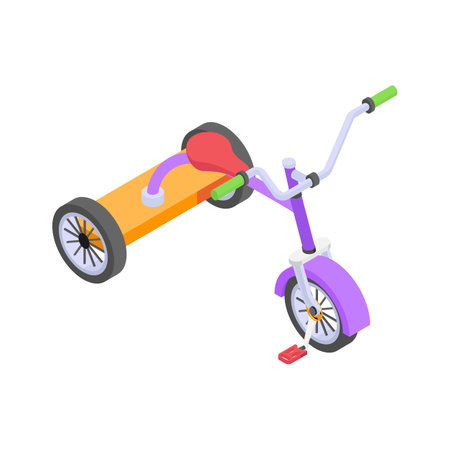 Isometric tricycle icon representing kids transport and recreation.のイラスト素材