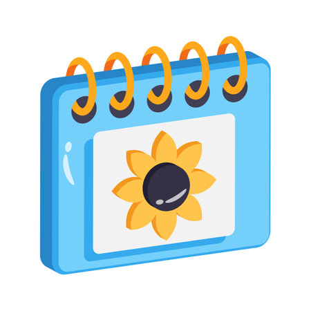 Trendy 3d style icon depicting spring calendarのイラスト素材