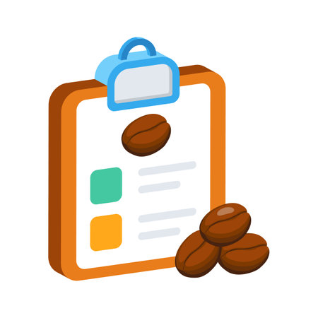 A clipboard with coffee recipes and coffee beans illustration.のイラスト素材