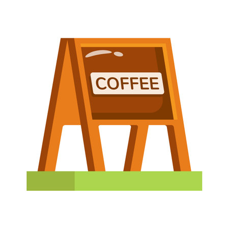 A wooden coffee shop signboard, perfect for cafes and bistros.のイラスト素材