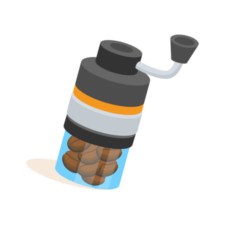 Hand crank coffee grinder, colorful and detailed illustrationのイラスト素材
