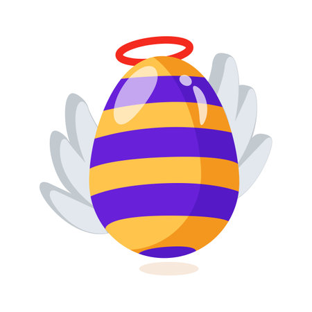 A handy 3d icon of holy eggs with wings and haloのイラスト素材