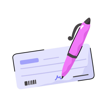 Check out our doodle icon showing cheque with penのイラスト素材