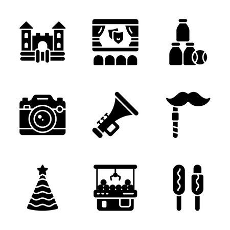 Get this creatively designed set of carnival fun glyph iconsのイラスト素材