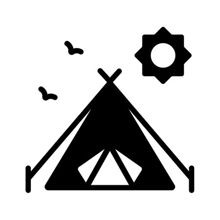 tent symbol for outdoor camping, trekking, and nature adventures.のイラスト素材