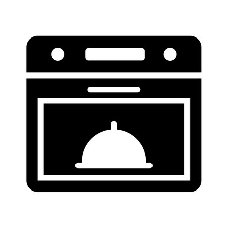 Visually appealing glyph style icon depicting baking oven cooking rangeのイラスト素材