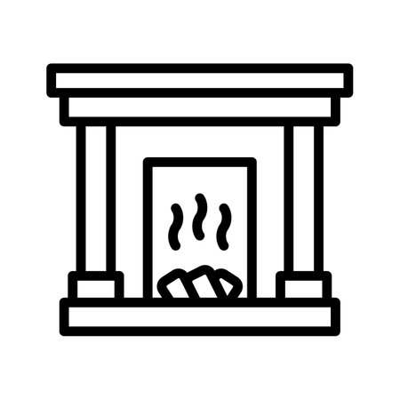Here is an outline style icon of fireplace decorのイラスト素材