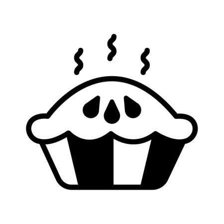 A handy glyph icon showing hot pie servingのイラスト素材