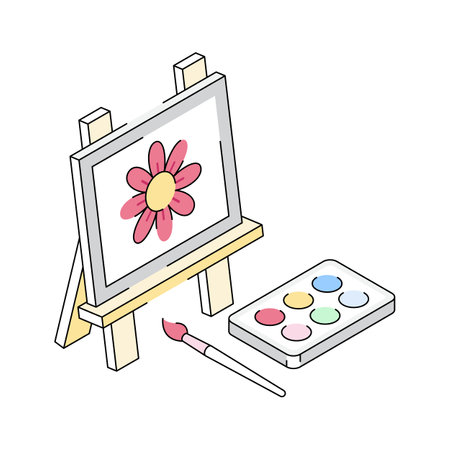Well crafted isometric icon showing canvas paintingのイラスト素材