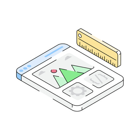 Easy to use isometric outline icon of site developmentのイラスト素材