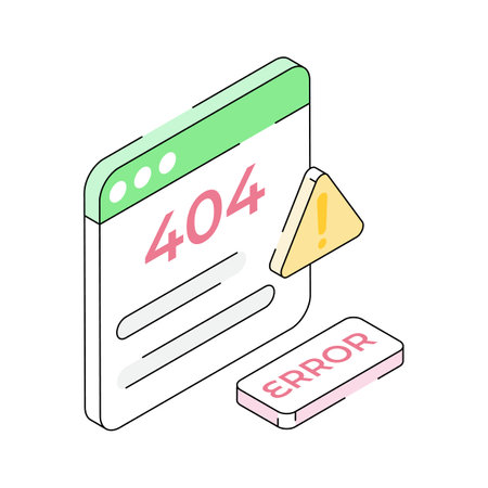 Visually appealing isometric outline icon of 404 error