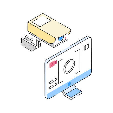 Here is an amazing isometric icon of cctv monitoring system