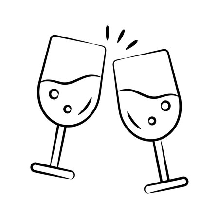 A modern doodle style icon of wine glasses cheersのイラスト素材