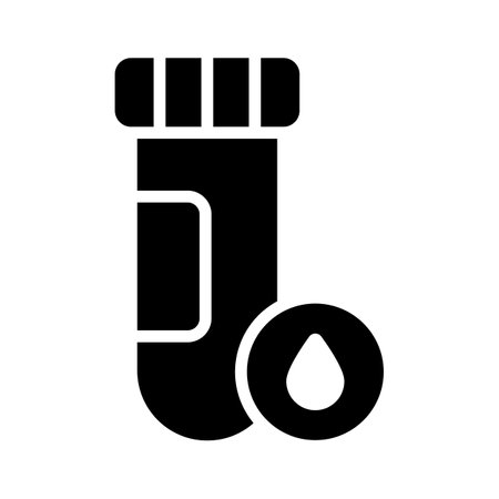 A glyph style icon showing blood sample vial with a dropのイラスト素材