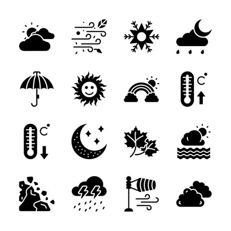 Weather related icons are a great resource for illustrating various weather conditions.のイラスト素材