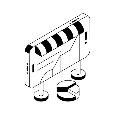 A visually appealing isometric outline icon of retail analysisのイラスト素材