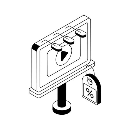 An eye-catching isometric icon of billboard video adのイラスト素材