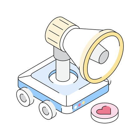 A trendy isometric style icon showing ai marketingのイラスト素材