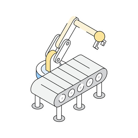 A visually appealing isometric icon showing industrial robot armのイラスト素材