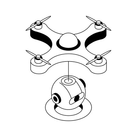 A visually engaging isometric icon of drone technology featureのイラスト素材