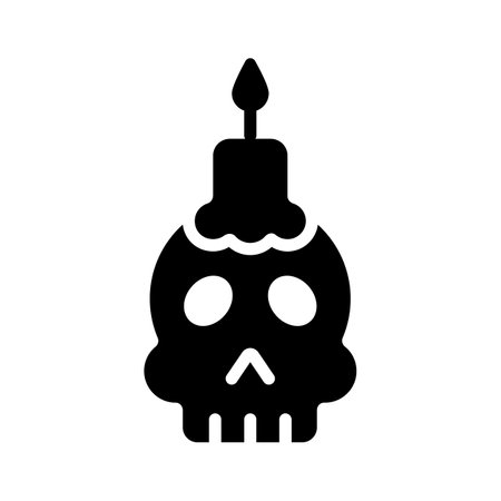 Modern glyph icon of decorative skull candleのイラスト素材