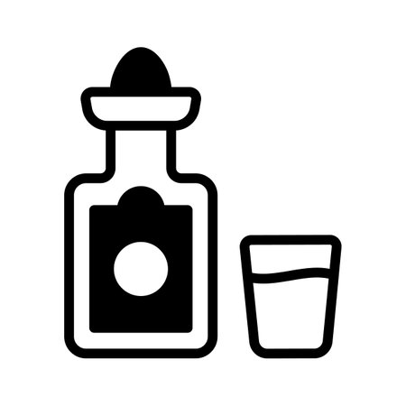 An glyph style icon of traditional tequila bottleのイラスト素材