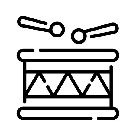 A outline icon showing a traditional drum with sticksのイラスト素材