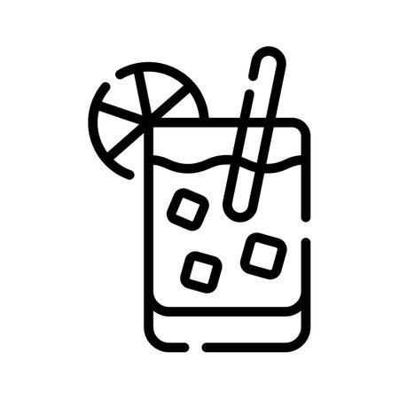 Trendy outline icon of margarita glass with strawのイラスト素材