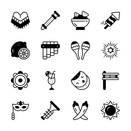 Have a look at this modern pack of mexican culture glyph iconsのイラスト素材