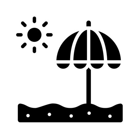 A glyph icon showing a beach umbrella with sunのイラスト素材