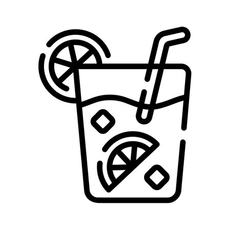Trendy outline icon of lemonade glass with strawのイラスト素材
