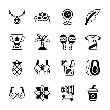 Get this modern collection showing brazil culture glyph iconsのイラスト素材