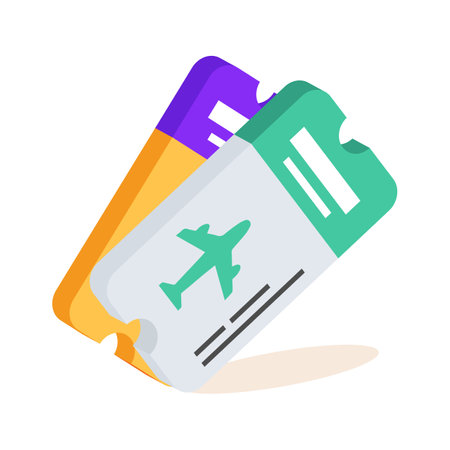 Easy to edit 2d icon of summer trip ticketsのイラスト素材