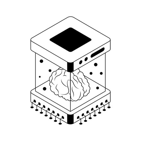 A captivating isometric icon illustrating advanced ai brainのイラスト素材