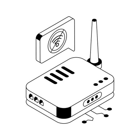 Premium isometric outline icon of advanced router device setupのイラスト素材