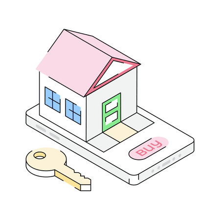 Get this isometric outline icon of buying homeのイラスト素材