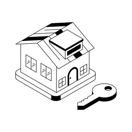 A captivating isometric outline icon of homeownershipのイラスト素材