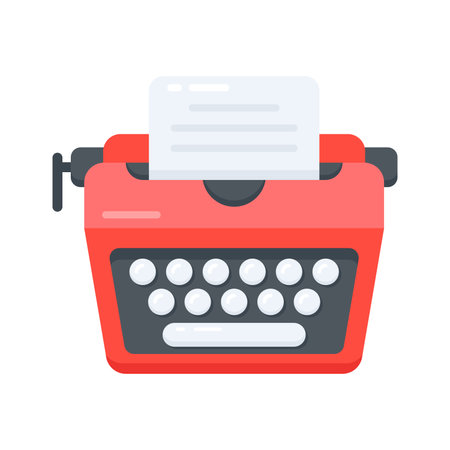 A flat style icon of typewriter with vintage keysのイラスト素材