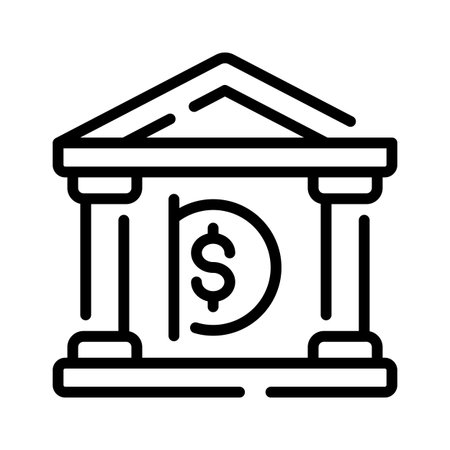 A outline style icon showing a bank depositのイラスト素材